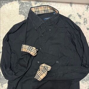 Burberry Black Lightweight Shirt Jacket with Vintage Check Trim